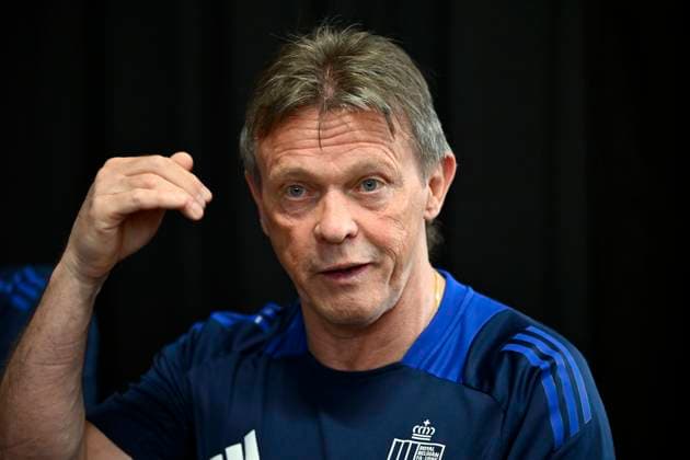 Belgium Media Activities - UEFA EURO, EM, Europameisterschaft,Fussball 2024 19 06 2024 FREIBERG AM NECKA, GERMANY - JUNE 19 : Vercauteren Franky technical director of Belgium talking to the press during a press conference, PK, Pressekonferenz of the Belgian Red Devils at the UEFA EURO 2024 European Football Championship tournament on June 19, 2024 in Freiberg am Necka, Germany, 19 06 2024 Freiberg am Necka Germany  Copyright: xVincentxKalutx