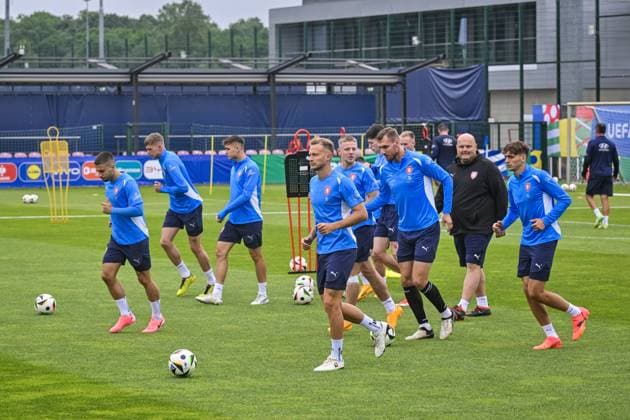 The Czech national football team prepares after the opening match of the European Championship, EM, Europameisterschaft against Portugal within the European Football Championships, in Leipzig, Germany, June 19, 2024. (CTKxPhoto VitxSimanek) CTKPhotoP2024061904293  CTKPhotoP2024061904293