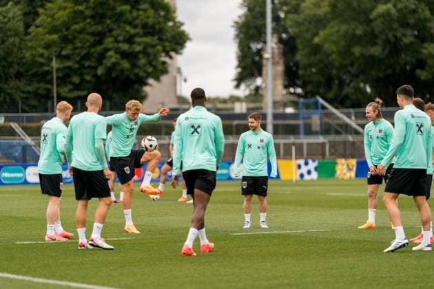 SOCCER - UEFA EURO, EM, Europameisterschaft,Fussball 2024 BERLIN,GERMANY,19.JUN.24 - SOCCER -UEFA EURO 2024, OEFB, Oesterreichischer Fussball-Bund, training. Image shows the team of AUT.  GEPAxpictures xJohannesxFriedl