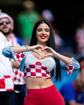 UEFA EURO 2024 Albania Croatia 19 06 2024 Croatian fan, Croatia, A woman on the stadium, Showing heart with hands UEFA EURO 2024 Albania Croatia Volksparkstadion, Hamburg 19 06 2024 Copyright: xBEAUTIFULxSPORTS Buriakovx