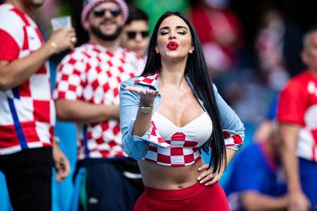 UEFA EURO 2024 Albania Croatia 19 06 2024 Croatian fan, Croatia, A woman on the stadium UEFA EURO 2024 Albania Croatia Volksparkstadion, Hamburg 19 06 2024 Copyright: xBEAUTIFULxSPORTS Buriakovx