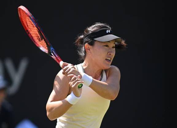 Lin Zhu of China in action during her second round match Rothesay Classic Birmingham, Day 3, Tennis, Edgbaston Priory Club, Birmingham, UK - 19 June 2024  Copyright: xAnnaxGowthorpe Shutterstockx 14543326n
