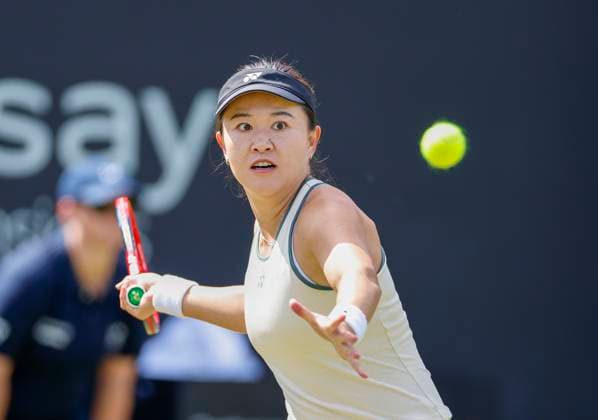 19th June 2024; Edgbaston Priory Club, Birmingham, England: Rothesay Tennis Classic Birmingham, Day 3; Lin Zhu (CHN) in her womens singles match against Ajla Tomljanovic (AUS)  ActionPlus12656725 RogerxEvans