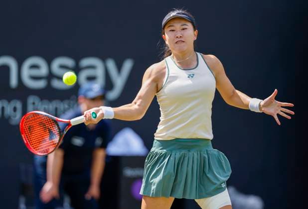 19th June 2024; Edgbaston Priory Club, Birmingham, England: Rothesay Tennis Classic Birmingham, Day 3; Lin Zhu (CHN) in her womens singles match against Ajla Tomljanovic (AUS)  ActionPlus12656726 RogerxEvans