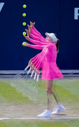19th June 2024; Edgbaston Priory Club, Birmingham, England: Rothesay Tennis Classic Birmingham, Day 3; Multiple exposure of Ajla Tomljanovic (AUS) in her womens singles match against Lin Zhu (CHN)  ActionPlus12656746 RogerxEvans