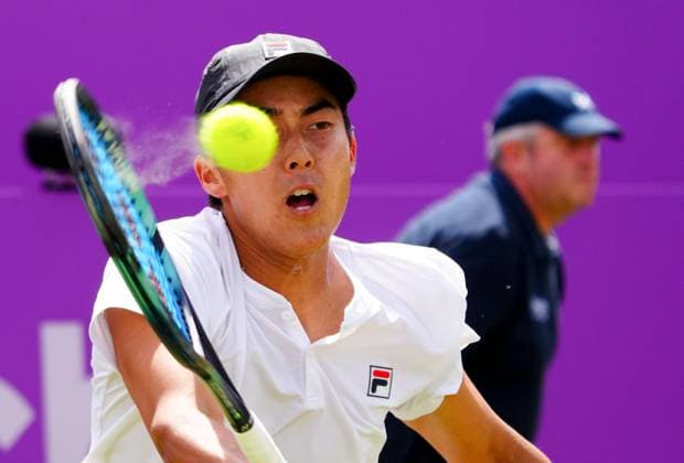 Qualifier Rinki Hijikata during his second round win over Matteo Arnaldi Cinch Championships, Day 3, Tennis, Queen s Club, London, UK - 19 June 2024  Copyright: xJavierxGarcia Shutterstockx 14543332b