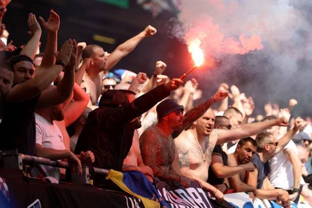 Croatia fans Croatia v Albania, UEFA European Championship, EM, Europameisterschaft 2024, Group B, Football, Volksparkstadion, Hamburg, Germany, 19 Jun 2024 EDITORIAL USE ONLY No use with unauthorised audio, video, data, fixture lists, club league logos or live services. Online in-match use limited to 120 images, no video emulation. No use in betting, games or single club league player publications.  Copyright: xPaulxCurrie Shutterstockx 14543648ay