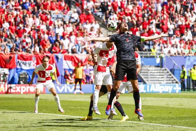 HAMBURG, Volkspark Stadium ,19-06-2024 , European Football Championship Euro2024, Group stage match no.15 between Croatia and Albania, Albania player Berat Djimstiti Croatia - Albania (Euro2024)  x25532508x Copyright: