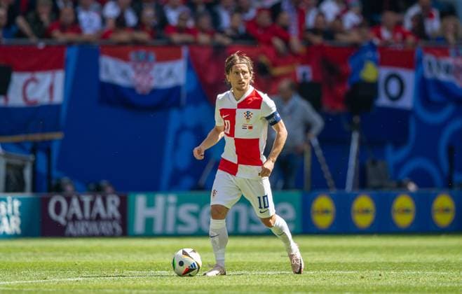 Football, Men, Season 2023 24, Euro 2024 Group B 2 Matchday in Hamburg, Croatia Albania, Luka Modric Croatia , 19 06 2024, Copyright: xSebastianxRäppold MatthiasxKochx