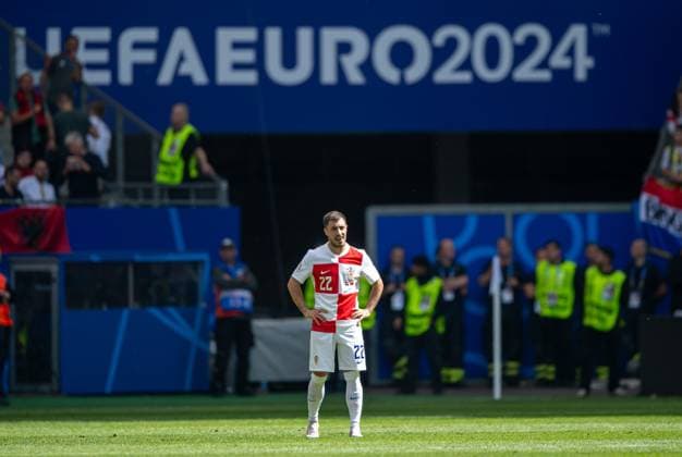 Football, Men, Season 2023 24, Euro 2024 Group B 2 Matchday in Hamburg, Croatia Albania, Josip Juranovic Croatia , 19 06 2024, Copyright: xSebastianxRäppold MatthiasxKochx