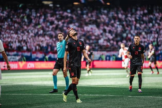 Soccer Men UEFA European Football Championship 2024 Group B Croatia vs Albania 19 06 2024 Nedim Bajrami 10, Albania upset Hamburg Volksparkstadion Hamburg Germany