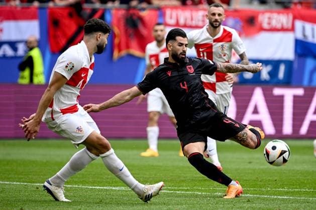 Croatia v Albania: Group B - UEFA EURO, EM, Europameisterschaft,Fussball 2024 HAMBURG, GERMANY - JUNE 19: Elseid Hysaj of Albania in action during the UEFA EURO 2024 group stage match between Croatia and Albania at Volksparkstadion on June 19, 2024 in Hamburg, Germany. MarkoxLukunic PIXSELL