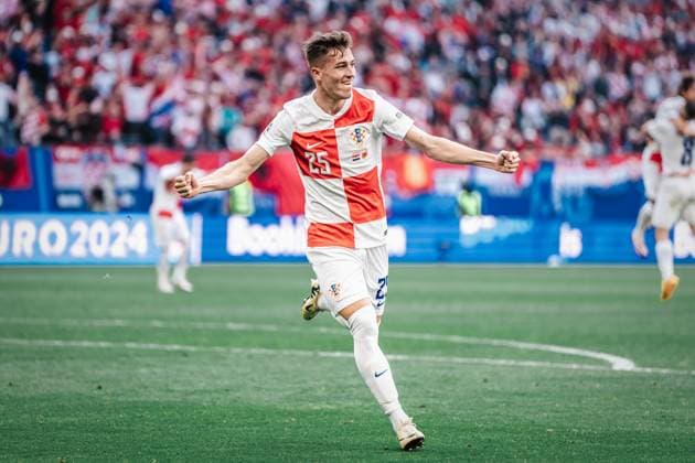 Soccer Men UEFA European Football Championship 2024 Group B Croatia vs Albania 19 06 2024 Goal celebration Luka Susic 25, Croatia Hamburg Volksparkstadion Hamburg Germany