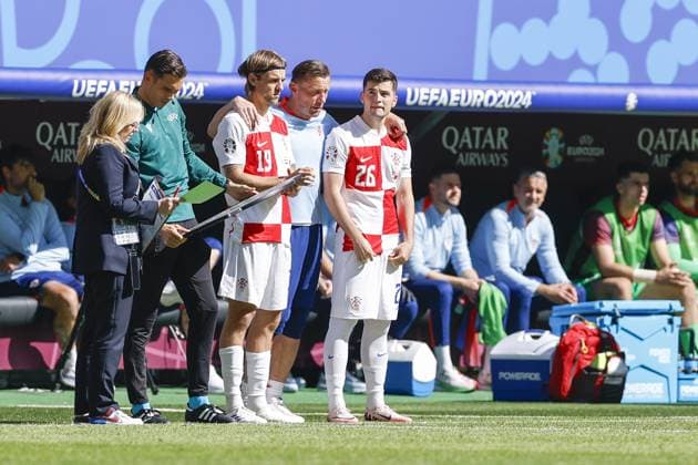 HAMBURG, Volkspark Stadium ,19-06-2024 , European Football Championship Euro2024, Group stage match no.15 between Croatia and Albania, Croatia player Borna Sosa and Croatia player Martin Baturina Croatia - Albania (Euro2024)  x25532833x Copyright: