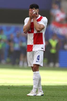Josko Gvardiol of Croatia dejected Croatia v Albania, UEFA European Championship, EM, Europameisterschaft 2024, Group B, Football, Volksparkstadion, Hamburg, Germany, 19 Jun 2024 EDITORIAL USE ONLY No use with unauthorised audio, video, data, fixture lists, club league logos or live services. Online in-match use limited to 120 images, no video emulation. No use in betting, games or single club league player publications. Copyright: xPaulxCurrie Shutterstockx 14543648cc