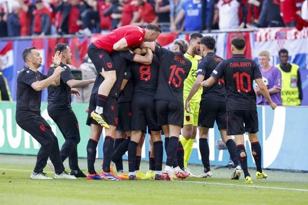 HAMBURG, Volkspark Stadium ,19-06-2024 , European Football Championship Euro2024, Group stage match no.15 between Croatia and Albania, Albania player Klaus Gjasula scores the 2-2 Croatia - Albania (Euro2024)  x25532934x Copyright: