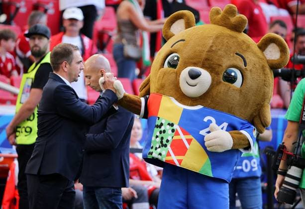 BAU 19 06 2024 Stuttgart European Football Championship 2024 Germany vs Hungary, from left tournament director Philipp Lahm and the European Championship mascot Albärt