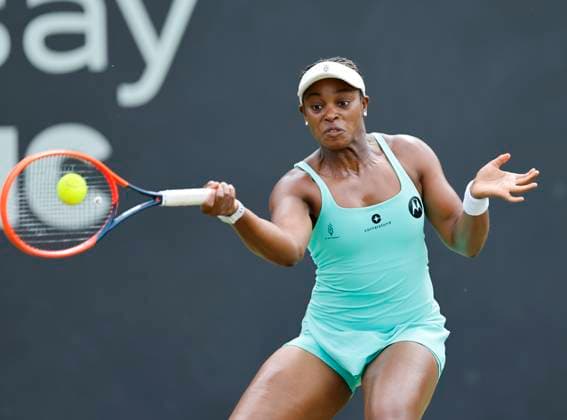 19th June 2024; Edgbaston Priory Club, Birmingham, England: Rothesay Tennis Classic Birmingham, Day 3; Sloane Stephens (USA) in her womens singles match against Elizabetta Cocciaretto (ITA)  ActionPlus12656825 RogerxEvans