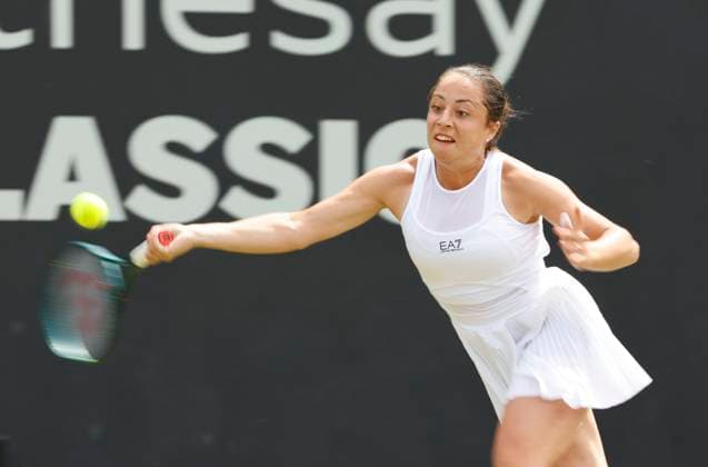 19th June 2024; Edgbaston Priory Club, Birmingham, England: Rothesay Tennis Classic Birmingham, Day 3; Slow shutter speed shot of Elizabetta Cocciaretto (ITA) in her womens singles match against Sloane Stephens (USA)  ActionPlus12656830 RogerxEvans