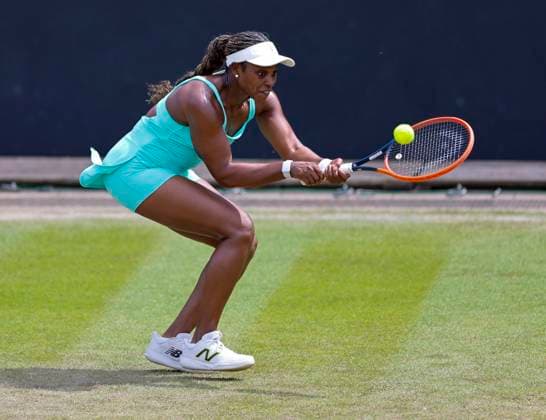 19th June 2024; Edgbaston Priory Club, Birmingham, England: Rothesay Tennis Classic Birmingham, Day 3; Sloane Stephens (USA) in her womens singles match against Elizabetta Cocciaretto (ITA)  ActionPlus12656851 RogerxEvans