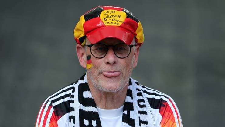 German fan with hat Portrait Portrait single image close up Sport Football Soccer European Championship Euro 2024 European Championship Men Season 2023 2024 19 06 2024 Germany GER vs Hungary HUN in Stuttgart DFL regulations prohibit any use of photographs as image sequences and or quasi video