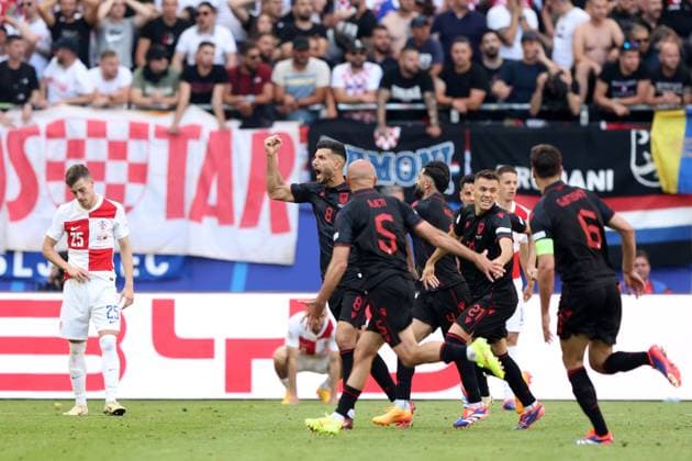 HAMBURG 19.06.2024 MECZ II RUNDA GRUPA B MISTRZOSTW EUROPY 2024: CHORWACJA - ALBANIA 2:2 --- FIRST ROUND GROUP B UEFA EURO, EM, Europameisterschaft,Fussball 2024 MATCH: CROATIA - ALBANIA 2:2 KLAUS GJASULA PILKARZE ALBANII FOT. PIOTR KUCZA FOTOPYK NEWSPIX.PL --- Newspix.pl  240619PYK2083