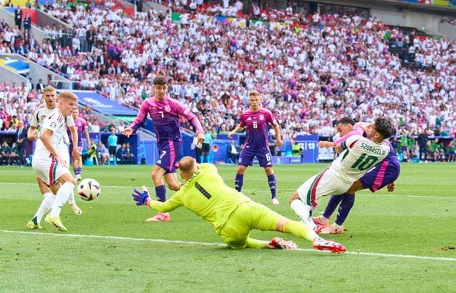 Jamal Musiala, DFB 10 scores, shoots goal , Tor, Treffer, Torschuss, , 1-0 in the group stage match GERMANY - HUNGARY of the UEFA European Championships 2024 on Jun 19, 2024 in Stuttgart, Germany.