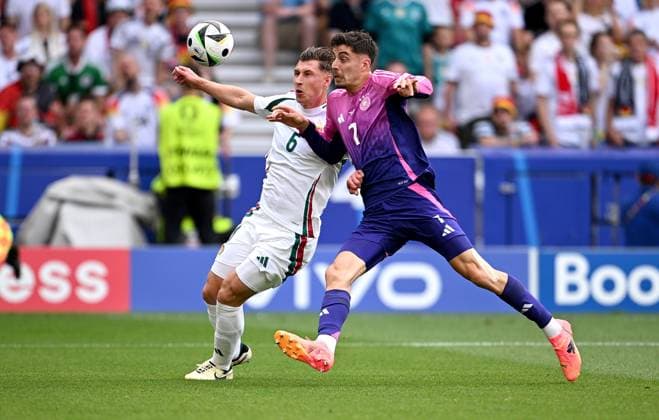 Football Euro 2024 Group A 19 06 2024 Germany Hungary Willi Orban left, Hungary v Kai Havertz right, Germany