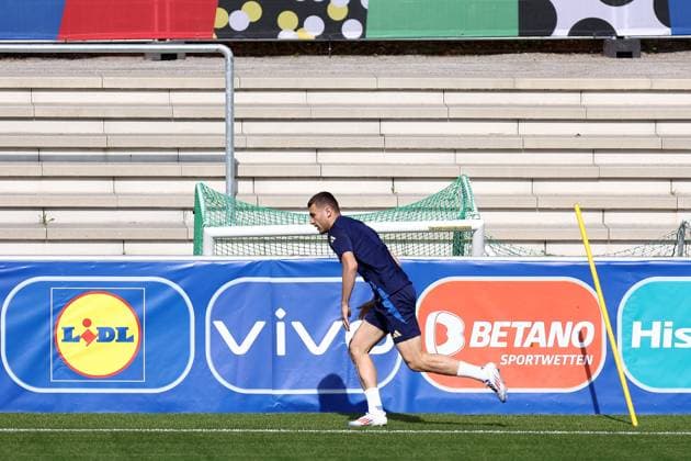 Training Session Alessandro Buongiorno of Italy during Italy training session on the eve of their UEFA EURO, EM, Europameisterschaft,Fussball 2024 Group B football match against Spain at Hemberg-Stadion on June 19, 2024 in Iserlohn, Germany . Iserlohn Hemberg-Stadion Germany Copyright: xMarcoxCanonierox