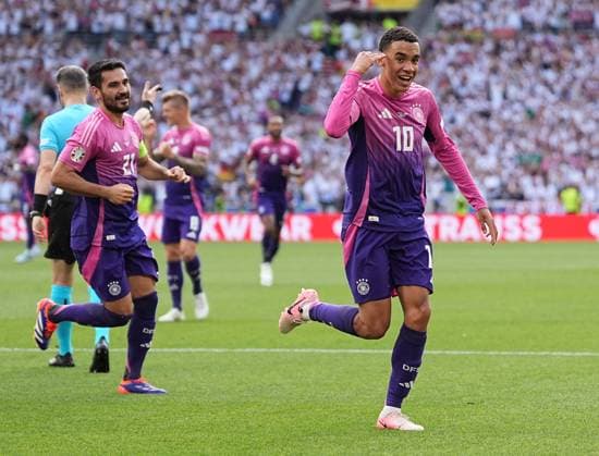 19 06 2024, Football UEFA EURO 2024, Preliminary round, Matchday 2, Germany Hungary, at Stuttgart Arena Goal celebration Jamal Musiala Germany