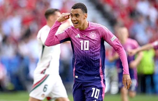 Football Euro 2024 Group A 19 06 2024 Germany Hungary Germany cheers after scoring the 1-0 goal by Jamal Musiala