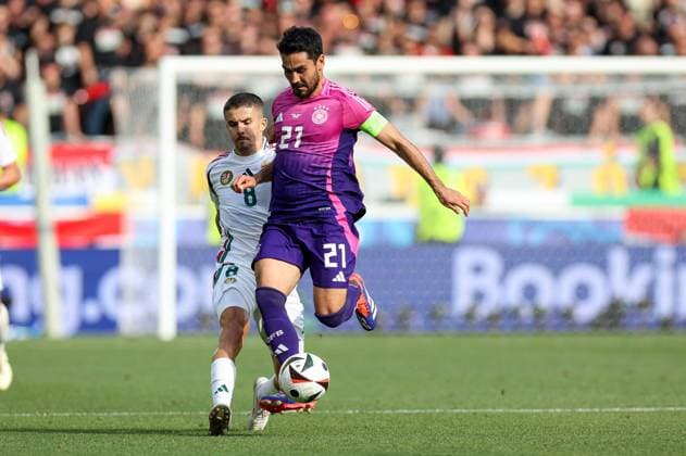in duel, action, with Adam Nagy 8 Hungary , Ilkay Guendogan 21 Germany , Germany vs Hungary, Football, UEFA Euro 2024, Group stage, Matchday 2, 19 06 2024 Stuttgart Baden Wuerttemberg Germany Copyright: xkolbert-press ChristianxKolbertx