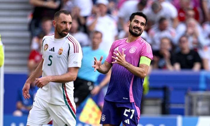 Football Euro 2024 Group A 19 06 2024 Germany Hungary Attila Fiola left, Hungary v Ilkay Guendogan right, Germany