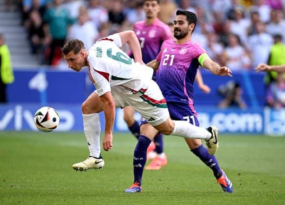 Football Euro 2024 Group A 19 06 2024 Germany Hungary Willi Orban left, Hungary v Ilkay Guendogan right, Germany
