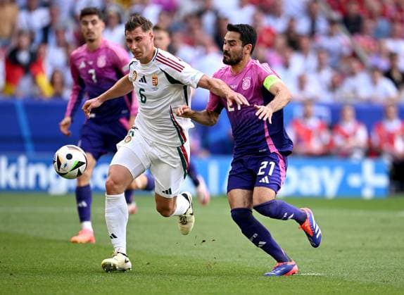 Football Euro 2024 Group A 19 06 2024 Germany Hungary Willi Orban left, Hungary v Ilkay Guendogan right, Germany
