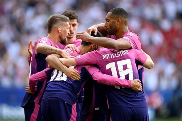 Football Euro 2024 Group A 19 06 2024 Germany Hungary Germany cheering after the 1 0 goal, team cheer