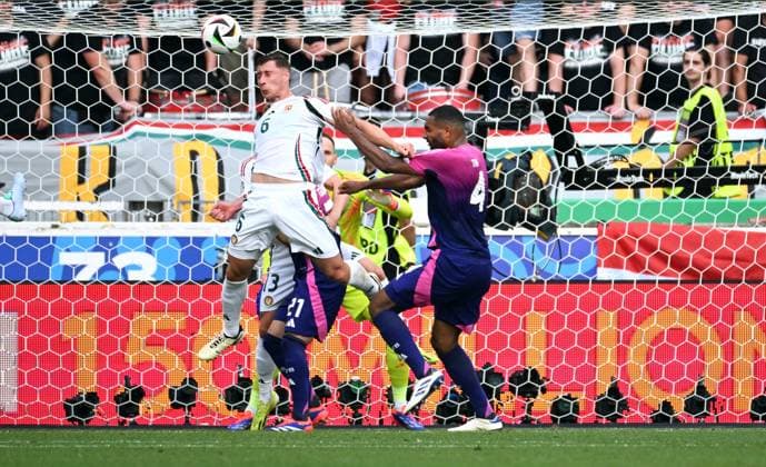Football, European Championship, EURO 2024, Group A, MHP Arena Stuttgart Germany Hungary Willi Orban HUN , Jonathan Tah GER Action