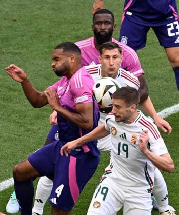 19 06 2024, xjhx, Football EM 2024, Germany Hungary emspor, v l Jonathan Tah Deutsche Fussball Nationalmannschaft DFB , Barnabas Varga Hungary UEFA REGULATIONS PROHIBIT ANY USE OF PHOTOGRAPHS as IMAGE SEQUENCES and or QUASI VIDEO Stuttgart