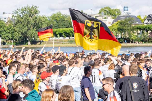 Fanzone Fan Mile Frankfurt am Main, 19 06 2024 Germany flag, flag, flag, eagle, federal eagle, Fanzone Fan Mile Frankfurt, Frankfurt am Main, Fanzone Fan Mile, 19 6 2024 Copyright: xBEAUTIFULxSPORTS Gawlikx