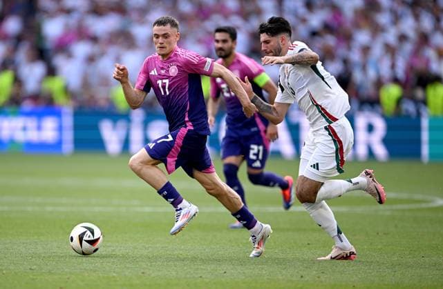 Football Euro 2024 Group A 19 06 2024 Germany Hungary Florian Wirtz left, Germany v Dominik Szoboszlai right, Hungary