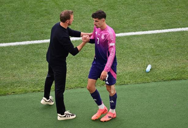 19 06 2024, xjhx, European Football Championship 2024, Germany Hungary emspor, v l Coach Julian Nagelsmann German National Football Team DFB , Kai Havertz German National Football Team DFB UEFA REGULATIONS PROHIBIT ANY USE OF PHOTOGRAPHS as IMAGE SEQUENCES and or QUASI VIDEO Stuttgart