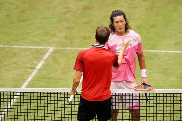 photo Zhizhen ZHANG CHN defeats No. 3 seed Daniil MEDVEDEV in the 2nd round in a hard-fought 3 sets Tennis Tournament Terra Wortmann Cup at Gerry Weber Sportpark OWL Arena in Halle Westfalen Wed 19 06 2024