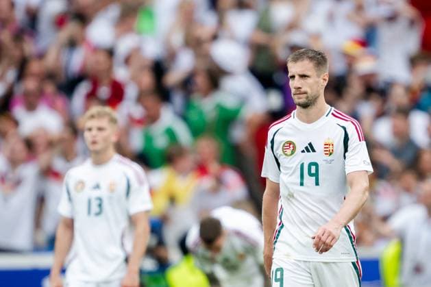 240619 Barnabas Varga of Hungary looks dejected after the 2 0 goal during the UEFA Euro 2024 Football Championship match between Germany and Hungary on June 19, 2024 in Stuttgart Photo Jesper Zerman BILDBYRAN kod JZ JZ0542 fotboll football soccer fotballs em europamästerskap em uefa euro uefa european football championship euro 2024 deutschland germany hungary bbeng depp  Copyright: JESPERxZERMAN BB240619JZ123