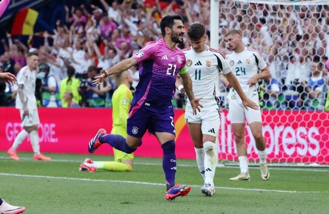 Ilkay Gündogan cheers after 2 0 joy emotion jubilation Sport Football Soccer European Championship Euro 2024 European Championship Men Season 2023 2024 19 06 2024 Germany GER vs Hungary HUN in Stuttgart DFL regulations prohibit any use of photographs as image sequences and or quasi video