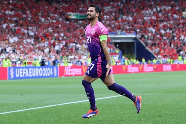 Soccer UEFA EURO 2024 Group Stage 2 Matchday Germany Hungary on 19 06 2024 at Stuttgart Arena in Stuttgart Goal celebration to 2 0 by Ilkay Gündogan Germany xMSx