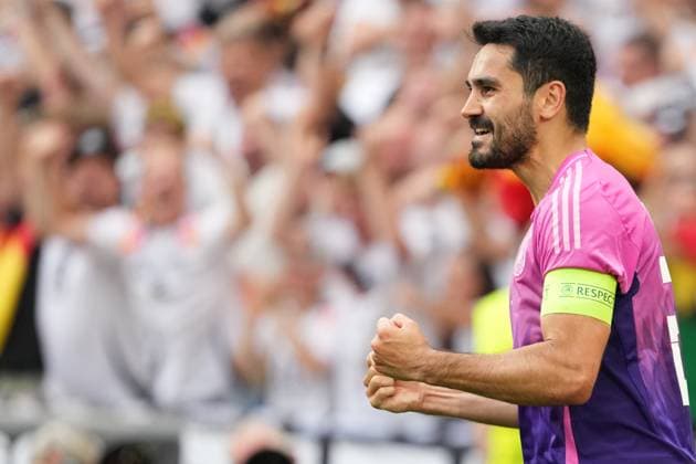 EURO 2024 - Matchday 2, Group A: Germany vs. Hungary Ilkay Gundogan scores and celebrates with his teammates during the EURO 2024 Day 1, Group F match between Portugal and Czech Republic on 19 June 2024, at Stuttgart Arena, in Stuttgart, Germany Stuttgart Stuttgart Arena Germany Copyright: xAlexandraxFechetex DSC09300