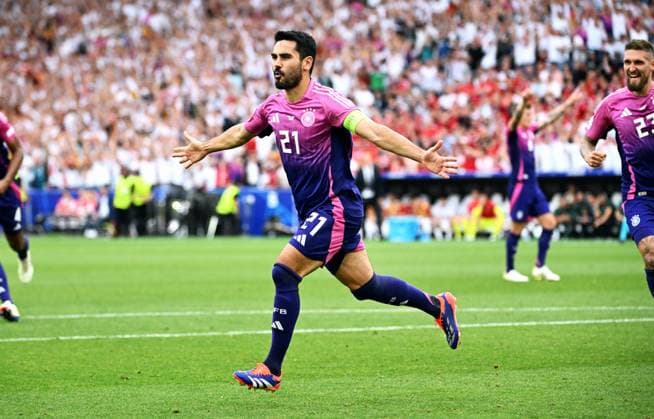 Football, European Championship, EURO 2024, Group A, MHP Arena Stuttgart Germany Hungary Cheers Ilkay Gündogan GER after his 2-0 goal Cheers, joy, action