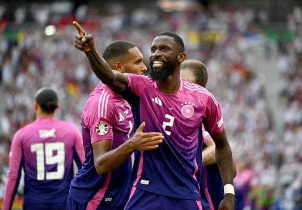 Football Euro 2024 Group A 19 06 2024 Germany Hungary Germany Germany celebrating after the 2-0 goal, Jonathan Tah with Antonio Ruediger from left