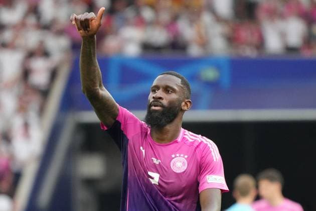 Antonio Rüdiger Germany Germany, 02 greets his family in the stands Stuttgart 19 06 2024 Germany vs Hungary, EURO2024, Group A, M14, EM Arena Stuttgart