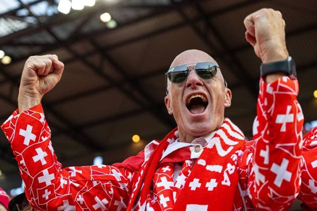 Football - UEFA EURO, EM, Europameisterschaft,Fussball 2024 - Group A - Scotland v Switzerland COLOGNE, GERMANY - Wednesday, June 19, 2024: Switzerland supporters before the UEFA Euro 2024 Group A match between Scotland and Switzerland at the Müngersdorfer Stadium. (Photo by David Rawcliffe Propaganda) COLOGNE Müngersdorfer Stadium NORTH RHINE-WESTPHALIA GERMANY  Copyright: xDavidxRawcliffex P2024-06-19-Scotland_Switzerland-3